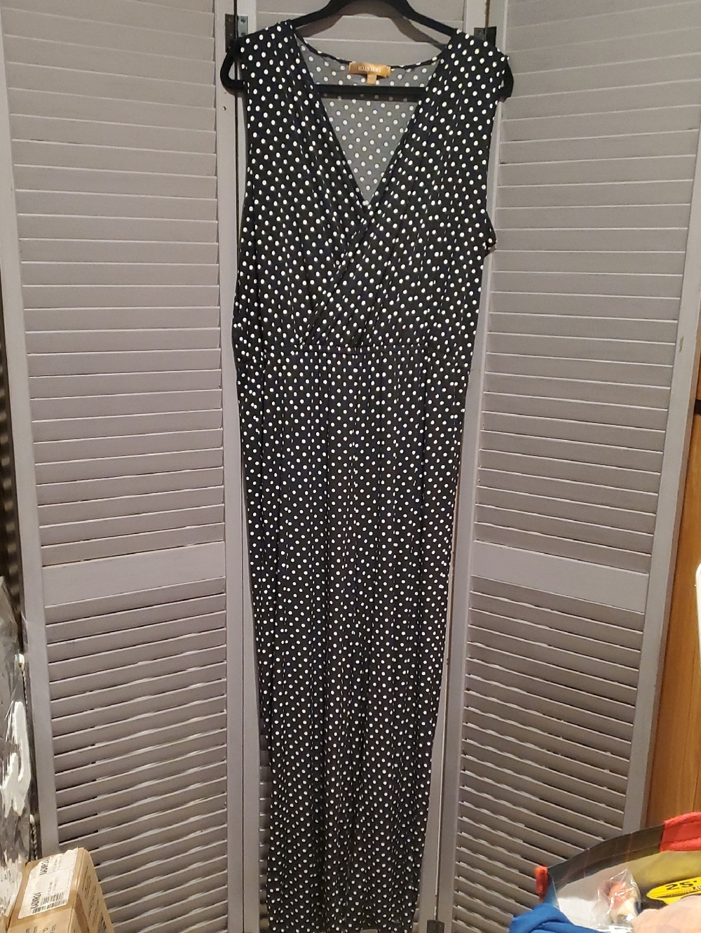 Ellen Tracy Black and White Polka Dot Sleeveless Romper Size XL